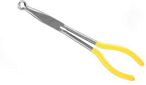 O-förmige Zange, gebogene Nase, lange Zange, 270 mm, extra lange Zange, 45/90 Grad gebogene Nase oder O-förmige Spitze, Handwerksreparaturwerkzeug (90 Grad gebogen) für Fahrzeugreparatur, Wartung