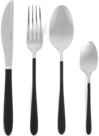 Salter Noir Cutlery Set, 16-Piece Flatware Set for 4, Black