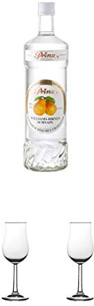 Prinz Williams Schnaps 1,0 Liter Österreich + Nosing Gläser Kelchglas Bugatti mit Eichstrich 2cl und 4cl 1 Stück + Nosing Gläser Kelchglas Bugatti mit Eichstrich 2cl und 4cl 1 Stück