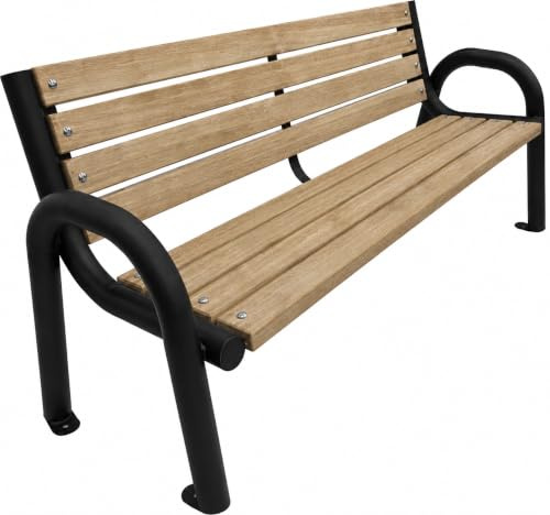 Primario Grande Banc de Jardin Extérieur en Bois - Banquette pour Parc, Devant Le Bureau - Chêne Clair, 125cm de Longueur Totale