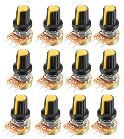 12 Stück 100 K Ohm variable Widerstände Single Turn Rotary Carbon Film Taper Potentiometer mit Knobs