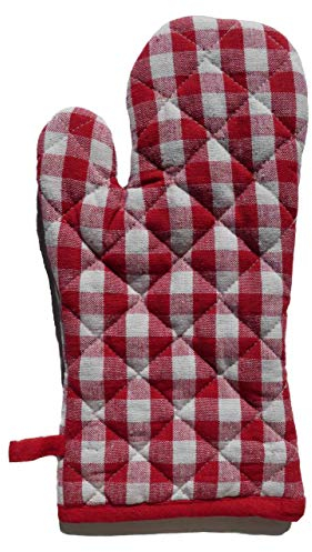 Casatessile Guanto da Forno 18x32 cm. Quadretti - Rosso