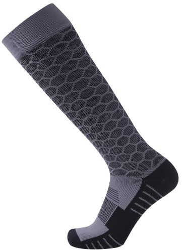 SuMade Waterproof Knee High Socks for Men,hiking gear for men Neoprene Sock Outdoor Gear Sports Running Cushioned Wicking Cycling Hiking Backpacking Sock 1 Pair (Gray, Large)