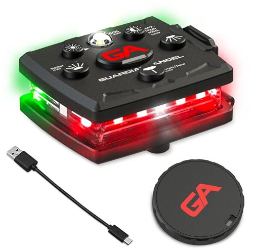 Guardian Angel Micro Series Safety Lights, Beacon Device (Red Front & Green Rear) | Rechargeable, Magnetic & Hands-Free Wearable LED Light for Dog Walking, Cycling, Camping & Kayak