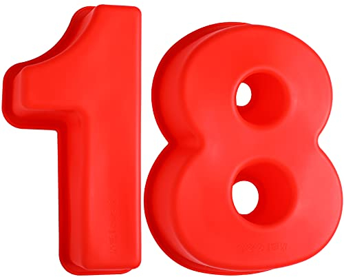 Number 18 Cake Mould Silicone Large Number 18 Cake Pan Moulds 18th Baking Cake Moulds for Birthday Anniversary Baking Cake Supplies