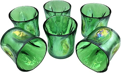 YALOS Lot de 6 verres colorés Murano Collection Happy drink verres à eau vin liqueur Ø 90 x h 90 mm verre de Murano fabriqué en Italie (bleu sky/vert herbe) (vert herbe)