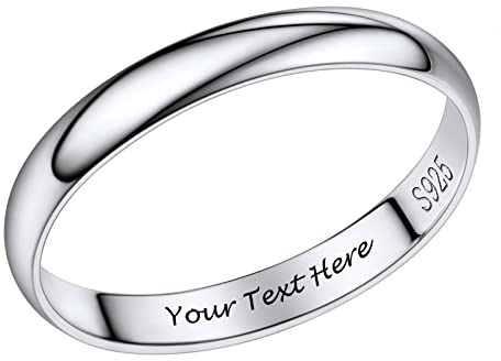 PROSILVER Personalizable 3mm Anillo de Banda Plata Ley para Nudillo, Anillo Fino Dedo Meñique Anillo Apilable para Mujeres Chicas (Talla 7 Circunferencia 47mm)