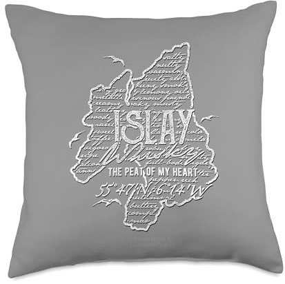 Whisky from Islay Longitude Latitude Peat of my Heart Throw Pillow