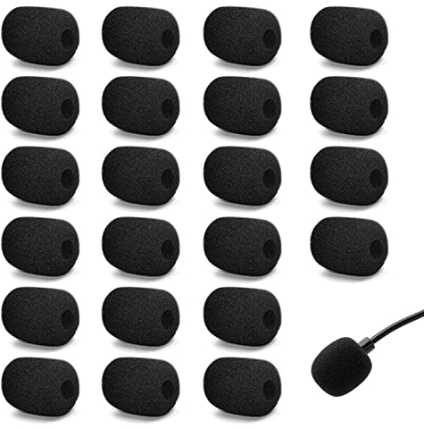 22 Pcs Mousse Micro Casque, Petit Filtre de Bruit de Microphone, Housse en Mousse Anti-Jet Épaissie pour Microphone Casque,pour Microphone Casque Lavalier,Taille Mini（Noir）