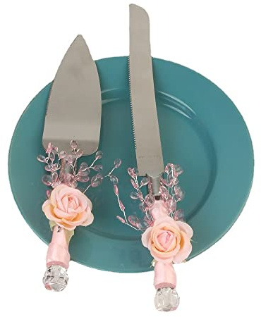 2 Pieces-Pink Series Cake Shovel Wedding Site Prop Bread Knife Western Wedding Supplies Stainless Steel Cake Shovel Server Set Birthday Party Pizza and Fork Baking Tools