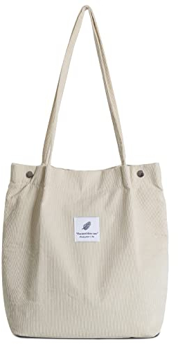 Cord Tasche Damen Tote Bag, Cord Umhängetasche Mode Handtasche Beutel Lässige Stofftasche für Alltag, Büro, Schulausflug und Einkauf