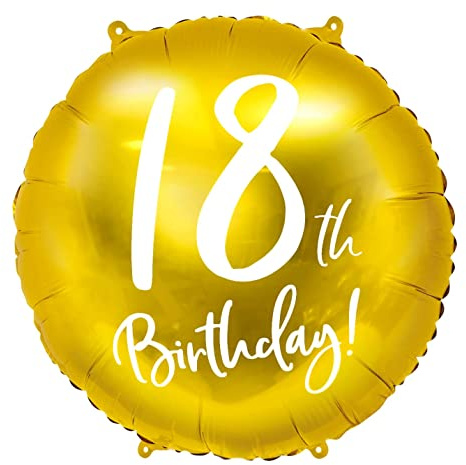 Folienballon 18. Geburtstag Gold – Zahl 18 Ballon | Goldener 18th Birthday Ballon als Geschenk und Deko zur Volljährigkeit – für Mädchen, Jungen & Erwachsene, Luft/Helium