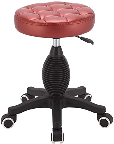 Hocker auf Rädern Barhocker Beauty-Hocker, drehbarer Hocker, Barstuhl, Arbeitshocker, Friseurstuhl, Heben drehen, Friseur, Make-up, Nagelkunst (Farbe: Rot) Das neue