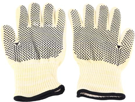 Natudeco Guanti da Barbecue 2 Pezzi Guanti da Griglia Resistenti al Fuoco Guanti da Barbecue Resistenti al Calore 800 ℃ Guanti di Protezione Per Le Mani Per Barbecue Grill Forno Camino Stufa a Legna