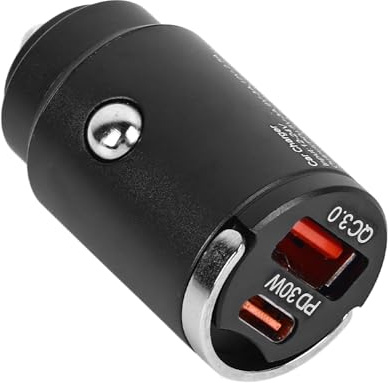 Caricabatteria per Auto Doppie Porte PD30W QC3.0 Adattatore per Auto Mini USB per Accendisigari in Lega di Alluminio a Ricarica Rapida per Veicoli