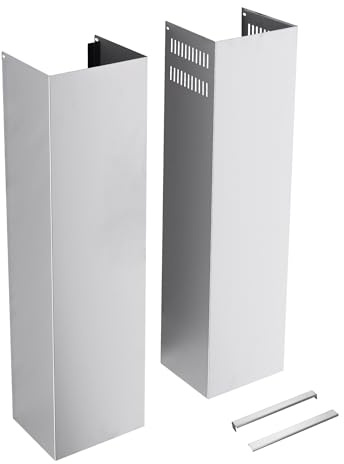 Stainless Steel Chimney Extension for Range Hood Cover Wall-Mount Style (Silver) Adjustable Vent Extender Ceiling Duct Retractable 31.5 inch ~63