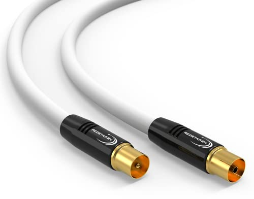 RedStar24 Antennenkabel 12,5m Weiß – Stecker zu Buchse Koaxial IEC – Premium HDTV Koaxialkabel für Kabelfernsehen | TV Kabel: Kompatibel mit TV, Radio, DVB-T/T2, DVB-C, DAB
