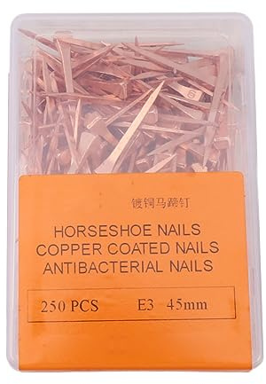 Tyenaza 250 Clavos De Herradura, Herramientas De Herradura Chapadas En Cobre, Clavos para Herradura para Entrenamiento De Caballos, Equitación Deportiva Ecuestre(45mm)