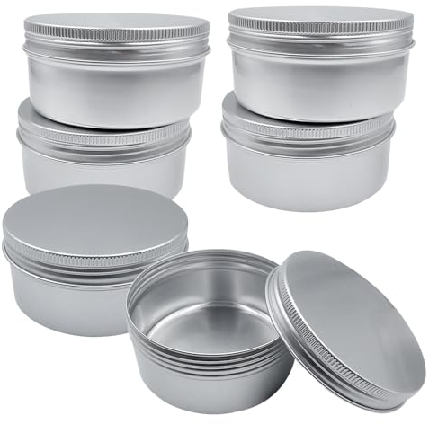 UMCHU 6 Pezzi 200ml Barattoli di latta in metallo,Scatolette Alluminio Contenitori Vuoti,Utilizzato per conservare tè, cavi USB, prodotti per la cura delle unghie(9,2 * 4,5 cm)