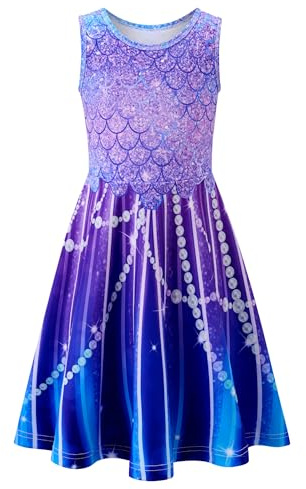 AIDEAONE Mädchenkleid Schmetterling A-Linie Ärmelloses Sommerkleid Buntes Kleid 4-12 Jahre