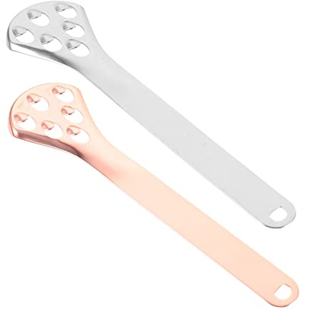 Beavorty 2 Pz raschietto per lingua tongue scraper raschietto lingua spatola inossidabile raschietti per la bocca spatola in silicone pulisci lingua portatili raschietto per l'igiene orale