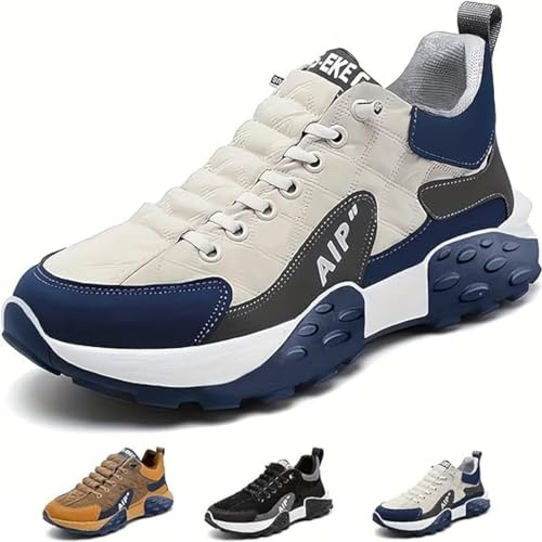 Zapatillas Ortopédicas Cómodas para Hombre 2024 Air Aip Impermeables, Zapatillas De Deporte Anchas Sin Cordones (Beige,42,Masculino,Sistema Tallas Calzado EU,Números)