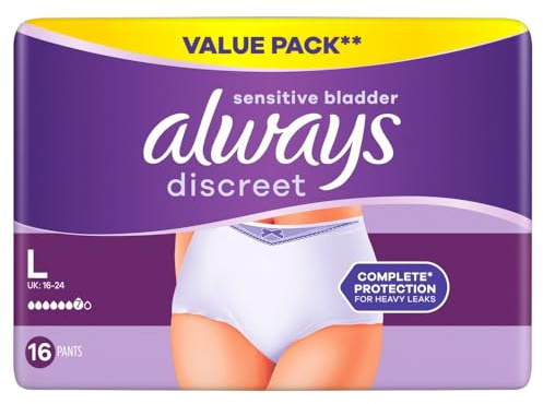 Always Discreet Inkontinenzhöschen für Erwachsene, schwer, Größe L, 16 CS, 2 Stück