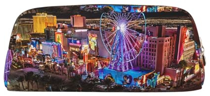 ASPOIJHN Las Vegas Federmäppchen aus Leder, vielseitig einsetzbar, für Schule, Büro, Schreibwaren, Kosmetiktasche, Münzen, Organizer, gold, Einheitsgröße, Krawattenetui