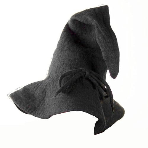 Leonardo Carbone® Unisex Mittelalter Zaubererhut Merlin - Zauberer Kostüm, Mittelalter Kleidung Kopfbedeckung, Halloween Kostüm Damen, Zauberer Hut Herren, LARP, Karneval, Cosplay - 100% Wolle