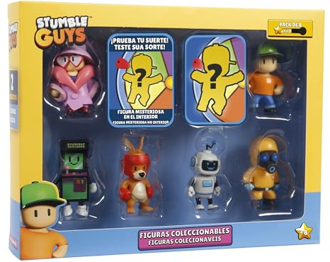 Bizak Stumble Guys 64112072-5 - Set di 8 figurine d'azione Boxing Roo + Mr Stumble, personaggi da collezione, licenza ufficiale per videogiochi di demolizione, fan per adulti e ragazzi e ragazze