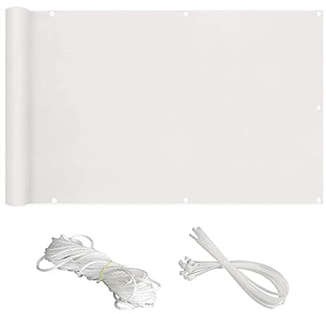 Protection UV en PVC pour clôture de jardin avec cordes de montage Blanc 0,7 x 6,5 m