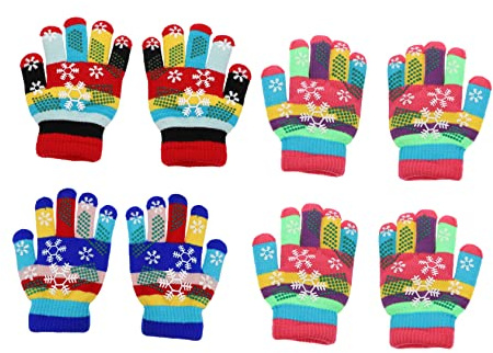 Holibanna 4paare Bunte Kinderhandschuhe Für Mädchen Und Jungen Dicke Winterhandschuhe Mittlere Doppellagig Warm Für Outdoor-Sportarten Geeignet Für Kaltes Wetter