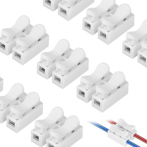 80 Pcs Electrical Connectors Block, Electrical Wire Connectors Push Fit, Electric Connectors for Wiring, Electric Cable Connector Clamp Terminal Block Quick Terminals Connector Block (White)