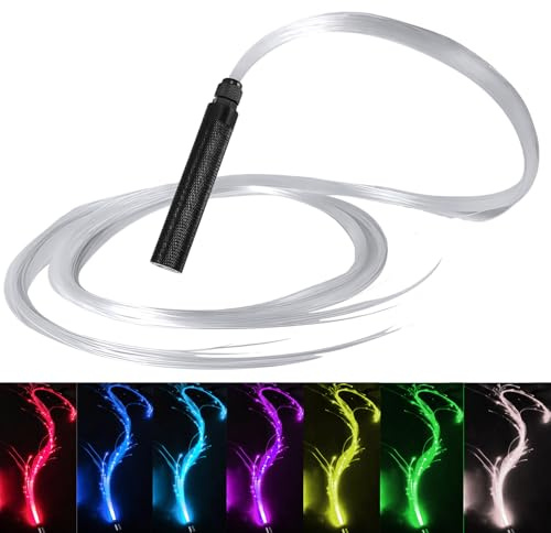 Aohcae Fouet LED en fibre de verre, rechargeable, rotatif à 360°, 7 couleurs et 3 modes d'éclairage pour carnaval, fête et festivals de musique
