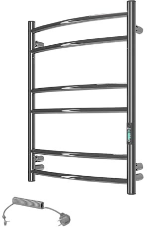 Handtuchheizkörper Edelstahl 625x480 – Elektrischer Heizkörper mit Timer & Thermostat – 84W IP44 – Wandmontage