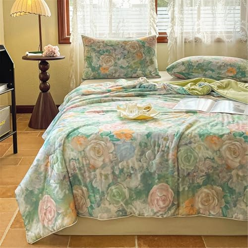 Odot Edredón Verano Cama 90/135/150, Edredon Acolchado Nórdico Reversible Ligero y Suave Colcha Verano y Primavera Transpirable Cubrecama para Manta de Dormitorio - Arte Floral (Pintada,200x230cm)