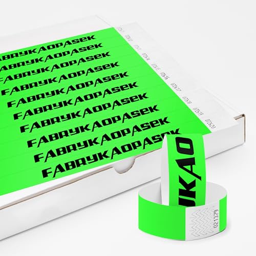 Personalisierbar Einlassbänder aus Tyvek 1000 Stück - 25x255 mm Neongrün | Mit Aufdruck oder Logo, Events, starke Klebstoffbindung, Antiallergen - Selbstklebend und Wasserdicht Festival Armbänder