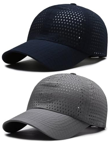 AYPOW 2 Confezioni Cappello da Baseball Uomo Donne，Traspirante Cappellino Visiera Asciugatura Rapida Sport Aperta，Leggero Pieghevol Tennis da Golf Berretto Baseball Cappelli da Sole Estivo Regolabile