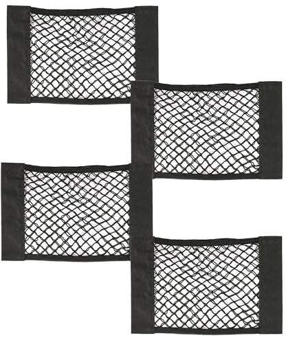 Xibao 4PCS Filet Coffre Voiture,Filets pour Auto,Ensemble de Sacs de Rangement en Filet pour Coffre avec Velcro,Convient pour Les Voitures,Camions et Les Véhicules Hors Route avec Duvet (40x25cm)