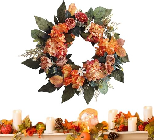 Coronas De Otoño para Puerta Principal,Decoración de Corona de Arce para | Decoración Realista para Hogar En Verano Invierno |