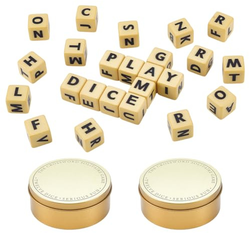 NBEADS 2 Satz Kreuzworträtsel-Set, Buchstabenwürfel Unterhaltungsset Wortspielaktivität Mit Buchstabenwürfeln Für Reisen Camping Und Familienabend Mit Tragbaren Aufbewahrungsboxen, Golden
