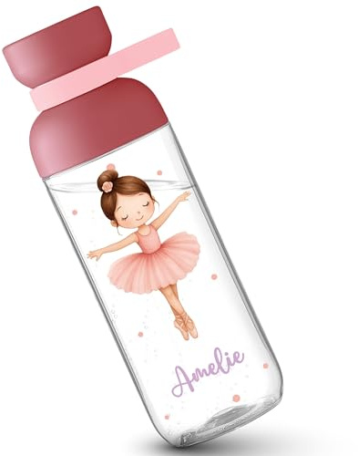 Kinder Trinkflasche Mepal Flasche - Tanzen - Ballerina Name - personalisiert Geschenk Mädchen - 500 ml - Rosa - kindergarten tanz geschenke ballett für personalisierte