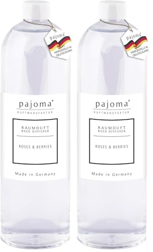 pajoma® Raumduft Nachfüllflasche 1000 ml, Roses & Berries | Nachfüller für Lufterfrischer | intensiver und hochwertiger Duft in Premium Qualität (Packung mit 2)