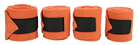 Horse Leg Wraps Self Adhesive | 4 Pack Fleece Bandages for Training/Exercise/Protection | 300cm Compression Support for Tendons & Joints (Orange)