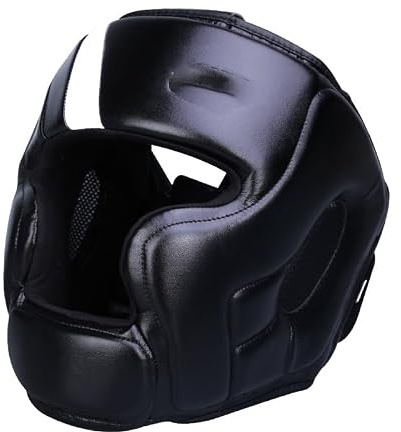 Kopfschutz Boxen Professioneller Kopfschutz for Erwachsene, Männer und Frauen, Kickboxen, Muay Thai, Boxen, Taekwondo, Karate(PG TK Black,M)