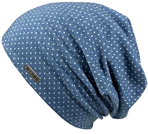 WEROR Herren & Damen Beanie Jersey Mütze Long Slouch WEROR-67.1 (Einheitsgröße, Blau-Weiß)
