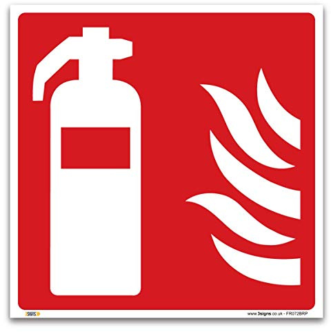 Señal de plástico rígido de 1 mm, señal de seguridad de acción contra incendios (100 x 100 mm)