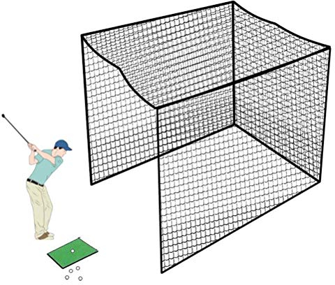 Aoneky GolfKäfignetz 3Mx3Mx3M, quadratisches Gitter 2,5x2,5 cm, Seil 3mm - Übungskäfig für Golf, Baseball, Kickball, Hockey Outdoor Indoor Garten (OHNE Rahmen)