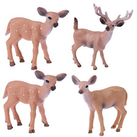 NUOBESTY 4 Pcs Christmas Reindeer Figures Resin Elk Reindeer Art Animal Sculpture Ornament Christmas Holiday Centerpieces Table Decorations Party Supplies Favors
