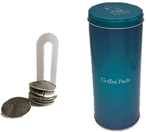 James Premium Aufbewahrungs- Metalldose - Kaffeepaddose hält die Pads länger frisch - Pad Dose türkis für Senseo Pads - edle Vorratsdsdose für Pads